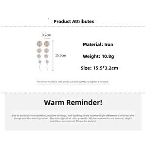 Detail specifications of silver cascading hoop earrings with s925 posts, 15.5x3.2cm size