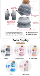 Tableau des tailles pour ensemble bonnet en maille, écharpe et gants dégradés pour enfants