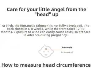 Infant head size guide and fontanel closure milestones chart for baby knitted hats