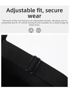 Détail de la sangle élastique réglable et de la boucle à l'arrière d'une visière noire