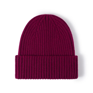 Bonnet d'hiver classique en maille côtelée bordeaux pour hommes et femmes chaleur