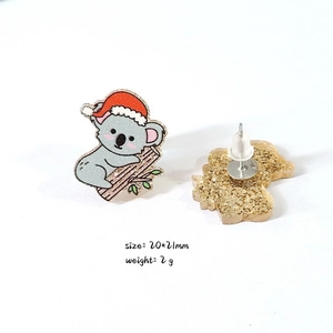 Christmas koala earrings in red Santa hat with detailed product size and weight specs