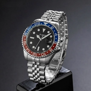 PLADEN Men Luxury Business Stainless Steel Quartz Watch Luminous Waterproof GMT Rotating Bezel Date Display Calendar Wristwatch