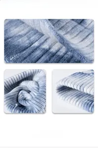 Close-up of tie-dye knit beanie texture showing premium blue and white ribbed pattern