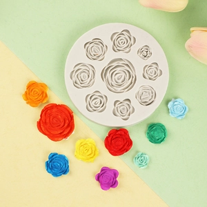 Moule en silicone 9 roses pour fondant, chocolat et décorations de gâteaux créatifs