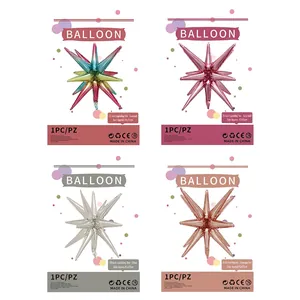 22 inch 4D star burst aluminum balloons in gradient, rose gold, silver and champagne colors