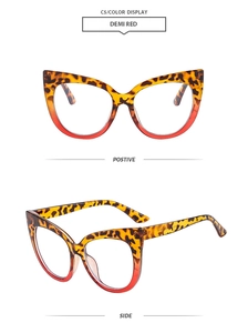 Detailed cat-eye frames in Demi Red tortoiseshell finish with dual perspective views