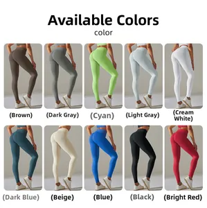 Détails des 10 coloris disponibles pour ces leggings de yoga sans couture à taille haute