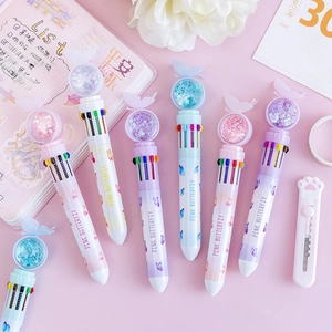 Cute butterfly 10-color shuttle pens set with sequins for journaling and school