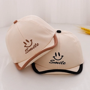 Bébé Casquette De Baseball Coton Bord Souple Chapeau De Soleil Broderie Smile Enfant Extérieur Réglable Couleur Contraste