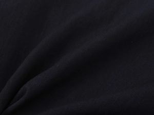 Macro shot showing high-quality black knit fabric texture of the short blazer set