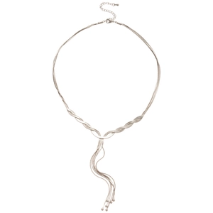 Minimalist multi-layer silver fringe necklace with woven snake chains for daily wear