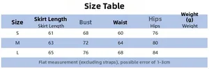 Detailed size chart for strapless bodycon mini dress showing bust and waist measurements