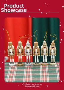 Set of six 13cm nutcracker soldier ornaments with glitter finish for Christmas tree decor