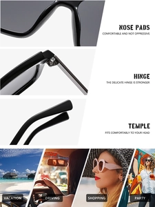 Detalles de bisagras, almohadillas nasales y escenarios de uso exterior en gafas