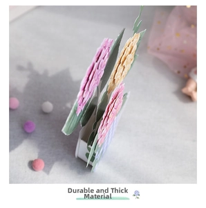 Detailed side view of 3D pop-up greeting card featuring layered hydrangea paper flowers