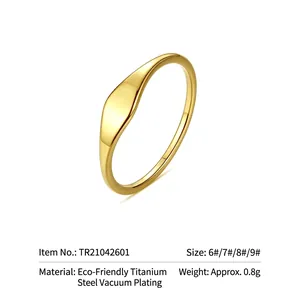 Minimalist gold-plated stainless steel ring with 4.3mm streamlined band for women
