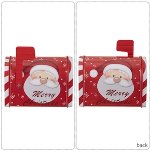 Boîte aux lettres de Noël en fer-blanc avec père Noël et drapeau mobile