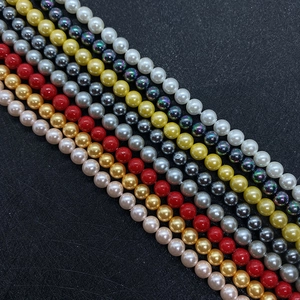 Round Glass Imitation Shell Artificial Pearl Loose Beads For DIY Jewelry Making Straight Hole Smooth Glossy Craft Accessories