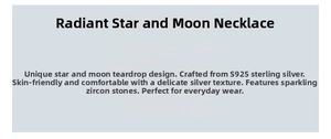Spécifications de collier étoile et lune en argent sterling S925 avec pierres zircon
