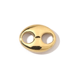 Close-up of polished gold pig nose charm connector made of durable stainless steel