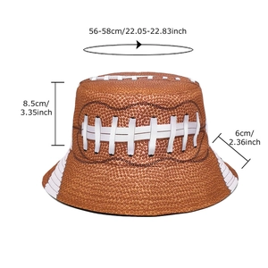 Reversible bucket hat with American football print and athletic dimensions guide