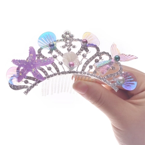 Mermaid seashell hair comb with starfish and rhinestones for ocean themed party