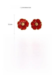 Detail specifications of vintage red enamel flower earrings with 925 silver needles