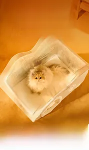 Cama espaciosa semicerrada para gatos y perros pequeños con suave interior de felpa cálida