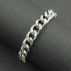 Polished silver titanium steel Cuban link bracelet for men with punk street style