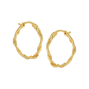 Elegante goldene gedrehte S925 Sterlingsilber Creolen mit Aststruktur für Damen