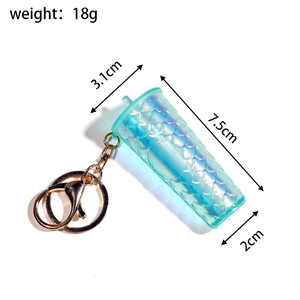 Detailed size specifications for blue fish scale pattern durian cup keychain