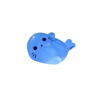 Luminous blue translucent seal miniature figurine for DIY micro landscape and fish tank decor