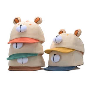 Cartoon Bear Baby Baseball Cap Cotton Breathable Sun Protection Adjustable Toddler Outdoor Sun Hat For Boys And Girls