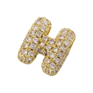 Close-up of gold-plated letter H bubble pendant with high-quality 5A cubic zirconia