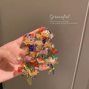 Orecchini Pendenti Con Nappa A Fiori Fatti A Mano Acrilico Colorato Con Perno In Argento Sterling 925 Fata Romantica