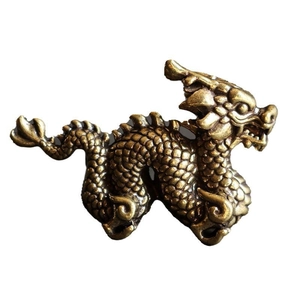 Antique brass dragon figurine with detailed scales for home or office desk decor