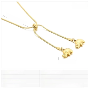 Detailed size specifications of the gold elephant pendant and snake bone chain