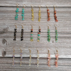 Natural Stone Beaded Dangle Earrings Long Irregular Crystal Tassel Bohemian Ethnic Style Handmade Jewelry For Women