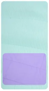 Detail showing high-quality green corduroy and purple quilted fabric of dog vest