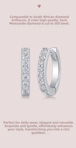 Detail van S925 zilveren moissanite oorringen met D-kleur en 3EX geslepen stenen
