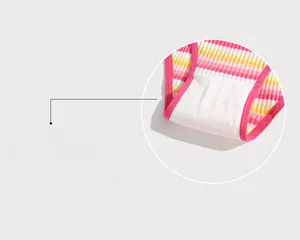 Dettaglio della fodera in cotone a doppio strato e del tessuto a righe degli slip