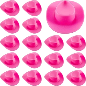 Pink mini disco cowgirl hats set in plastic for DIY crafts and doll party decorations