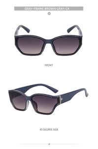 Front and 45-degree side view of grey square frame sunglasses with gradient lenses