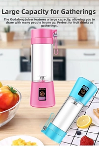 Detail of portable electric juicers with food-grade bodies and carrying handles