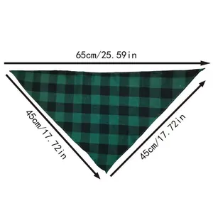 Size details of the Christmas plaid pet bandana showing 65cm top and 45cm side dimensions