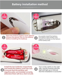 Step-by-step guide for AAA battery installation in the white portable eyelash curler
