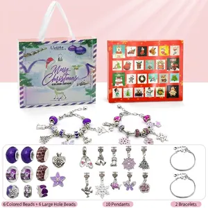 Purple DIY Christmas Advent Calendar blind box with 24-day countdown jewelry set