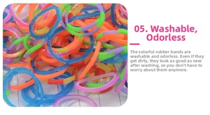 Detailed macro view of colorful elastic rubber bands showing waterproof texture