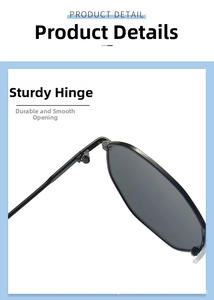 Detailed close-up showing the durable metal hinge of these polygon sunglasses